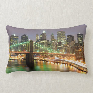 View of Lower Manhattan and the Brooklyn Bridge Lumbar Pillow