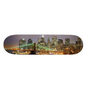 View of Lower Manhattan and the Brooklyn Bridge Skateboard
