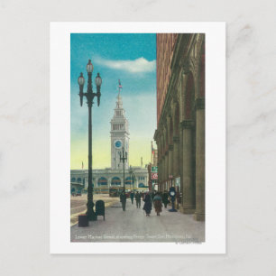 View of Lower Market St showing Ferry Tower Postcard