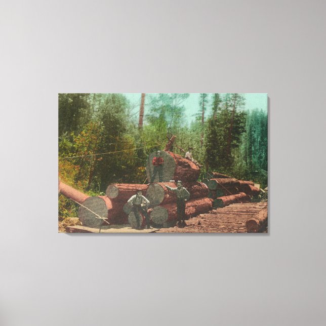 View of Lumberjacks, Logging SceneSterling, CA Canvas Print (Front)