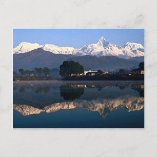 View of Macchapuchhre over Pokhara Lake, Pokhara, Postcard