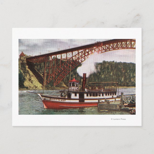 View of Maid of the Mist Boat Leaving Dock Postcard (Front)