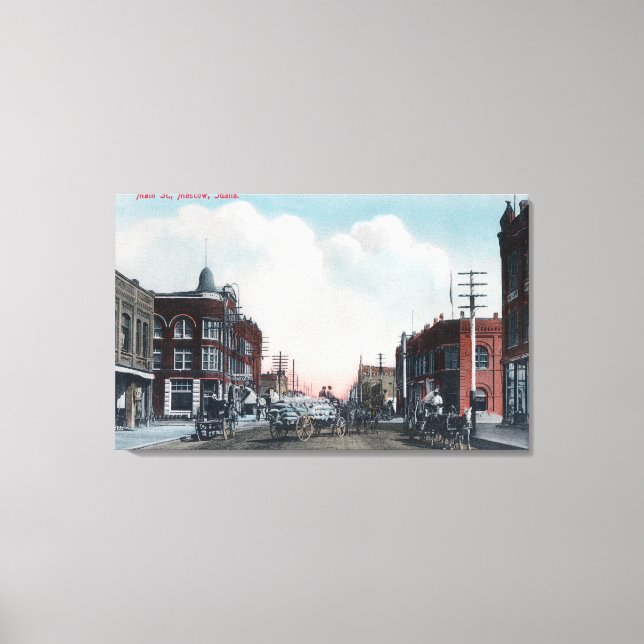 View of Main Street and Horse Carriages Canvas Print (Front)