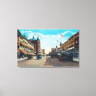 View of Main Street with Model-T Ford Cars Canvas Print