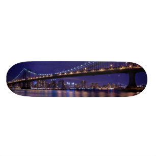 View of Manhattan bridge at night Skateboard