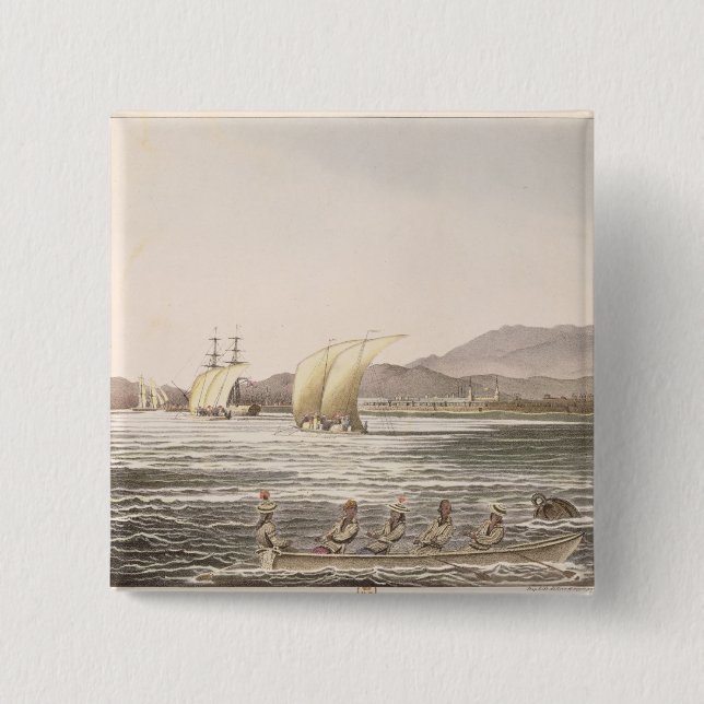 View of Manila, Philippines, 1826 2 Inch Square Button (Front)