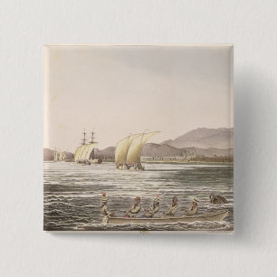 View of Manila, Philippines, 1826 2 Inch Square Button