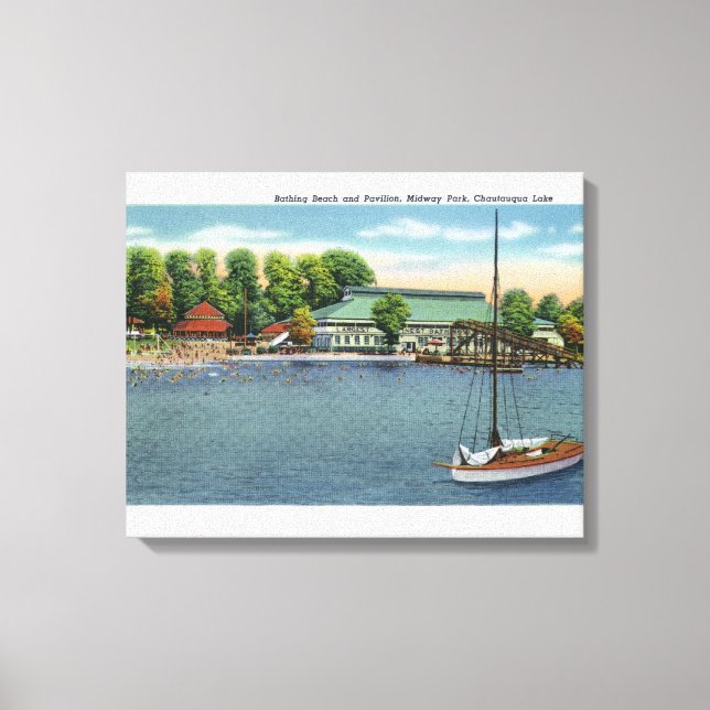 View of Midway Park Beach and Pavilion Canvas Print (Front)