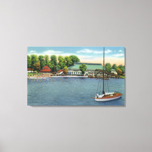 View of Midway Park Beach and Pavilion Canvas Print