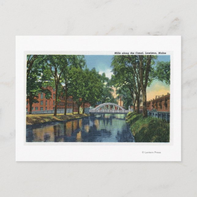View of Mills Along the Canal Postcard (Front)