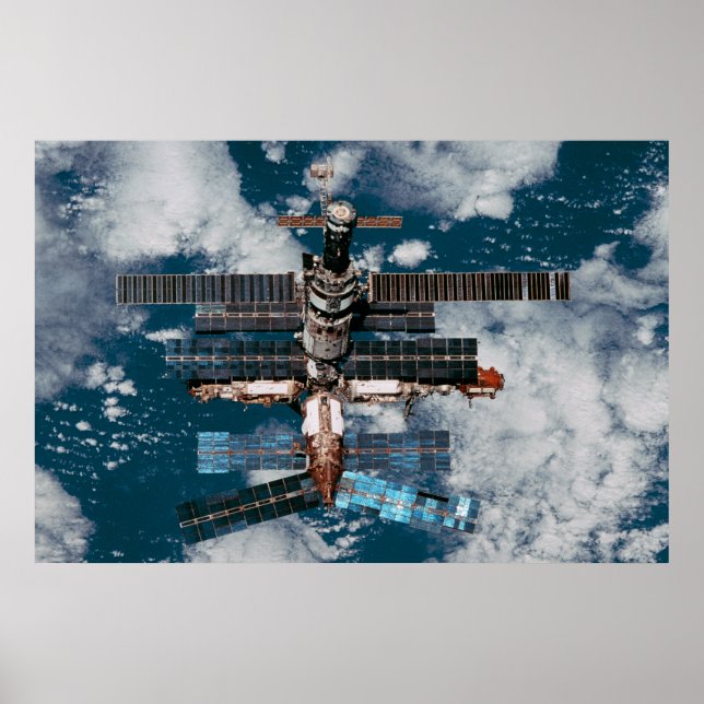 View of Mir Space Station from Shuttle Atlantis Poster (Front)