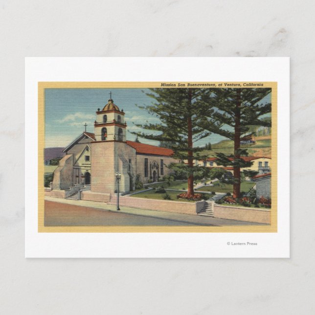 View of Mission San Buenaventura Postcard (Front)