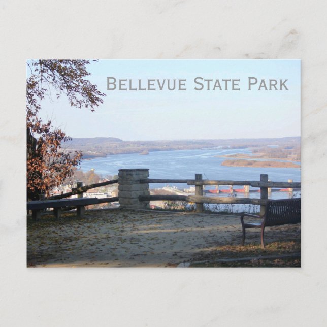 View of Mississippi, Bellevue State Park, Iowa Postcard (Front)