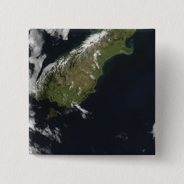 View of most of the South Island of New Zealand 2 Inch Square Button (Front)