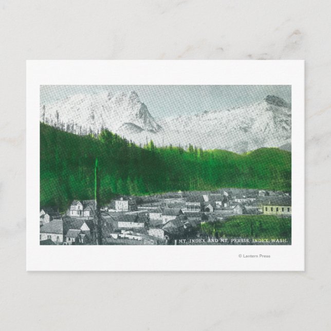 View of Mt Index and Mt Persis Postcard (Front)
