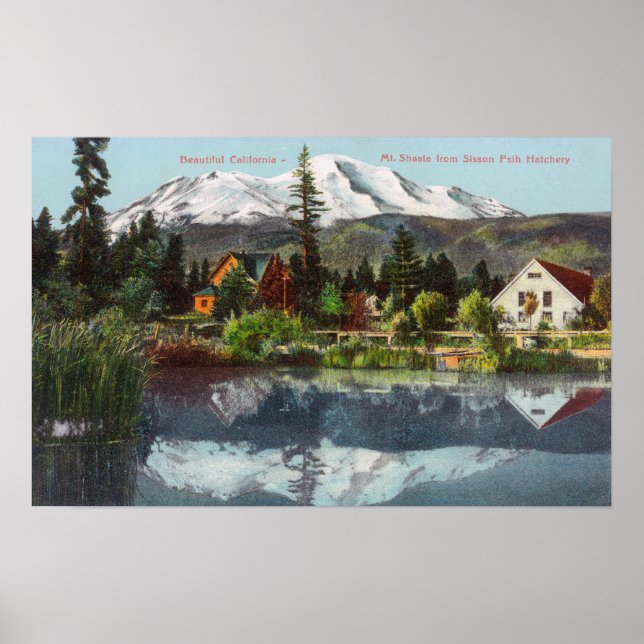 View of Mt. Shasta from the Sisson Fish Hatchery Poster (Front)