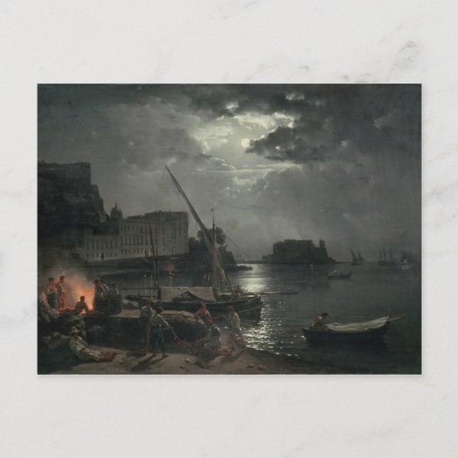 View of Naples in Moonlight, 1829 Postcard (Front)