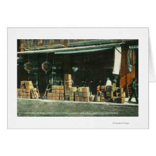 View of New Chinese Immigrants on Sidewalk