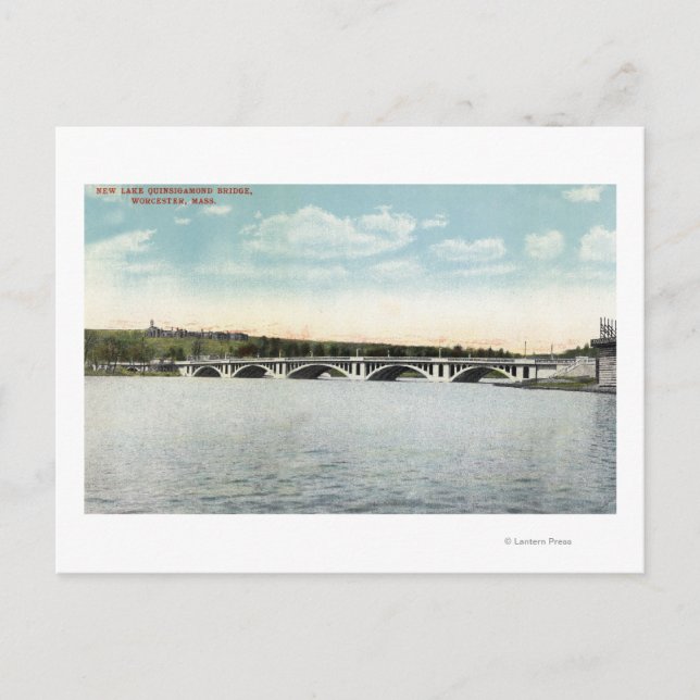 View of New Lake Quinsigamond Bridge Postcard (Front)