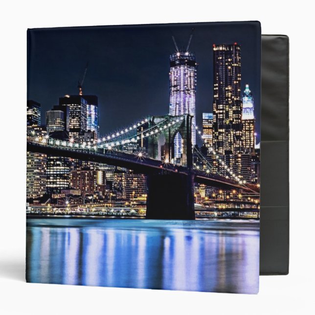 View of New York's Brooklyn bridge reflection Binder (Front/Inside)