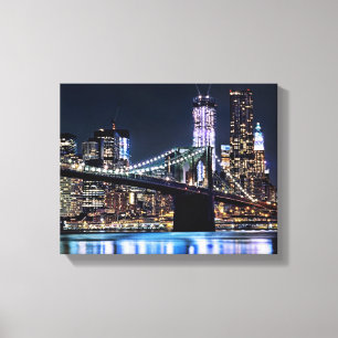 View of New York's Brooklyn bridge reflection Canvas Print