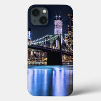 View of New York's Brooklyn bridge reflection