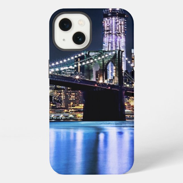View of New York's Brooklyn bridge reflection iPhone Case (Back)