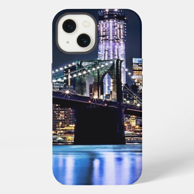 View of New York's Brooklyn bridge reflection iPhone Case (Back)