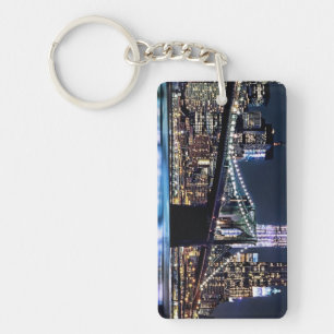 View of New York's Brooklyn bridge reflection Keychain