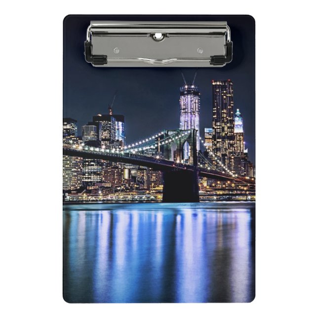 View of New York's Brooklyn bridge reflection Mini Clipboard (Front)