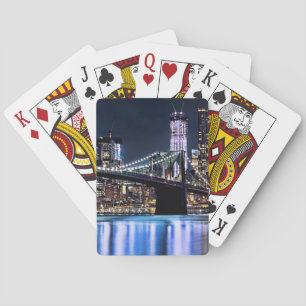 View of New York's Brooklyn bridge reflection Playing Cards
