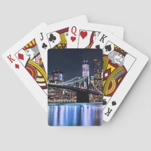 View of New York's Brooklyn bridge reflection Playing Cards