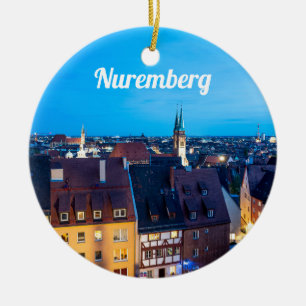 View of Nuremberg old town at night Ceramic Ornament
