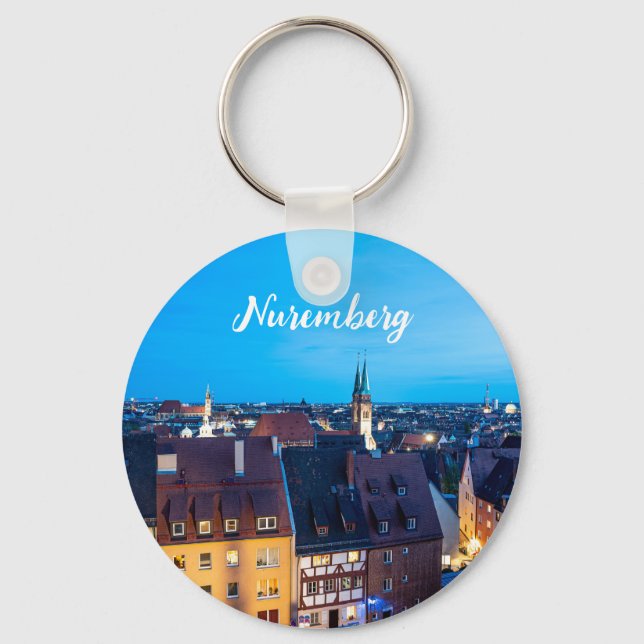 View of Nuremberg old town at night Keychain (Front)