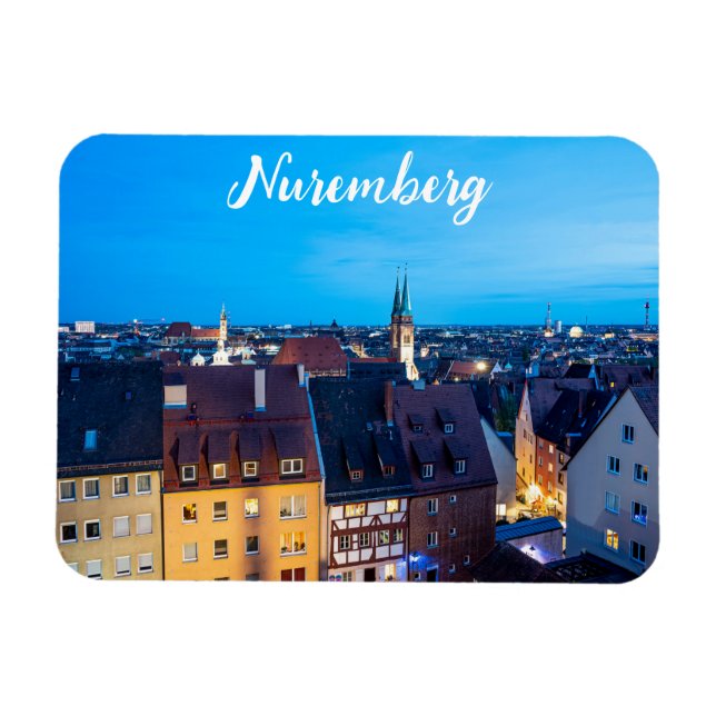 View of Nuremberg old town at night Magnet (Horizontal)