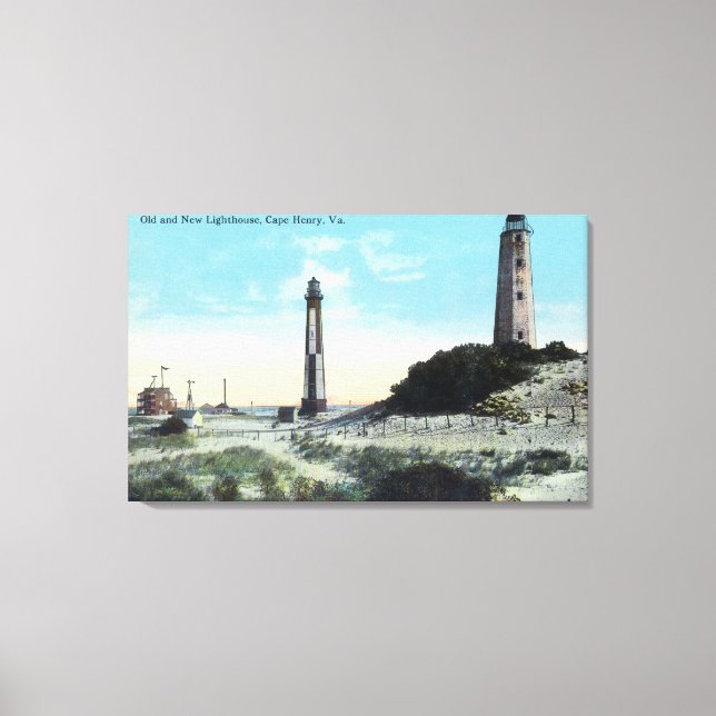 View of Old and New LighthouseCape Henry, VA Canvas Print (Front)