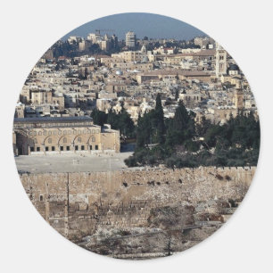 View of Old City from Mount of Olives, Jerusalem, Classic Round Sticker
