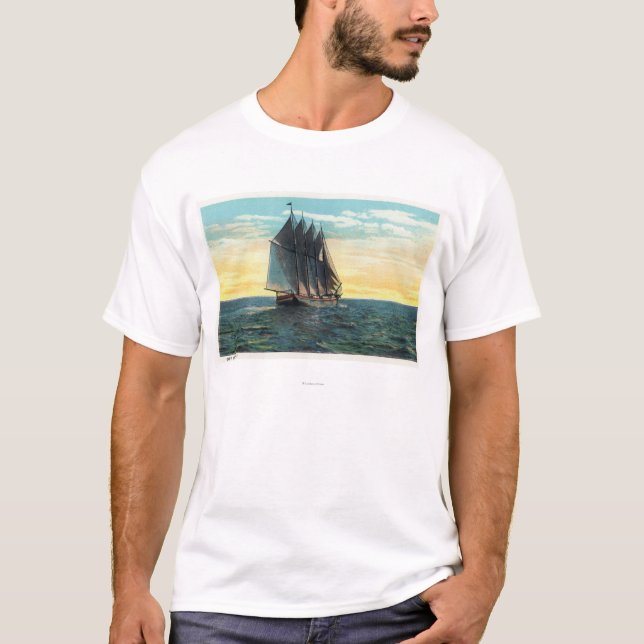 View of Old French Castle, 3 Countries Flags T-Shirt (Front)
