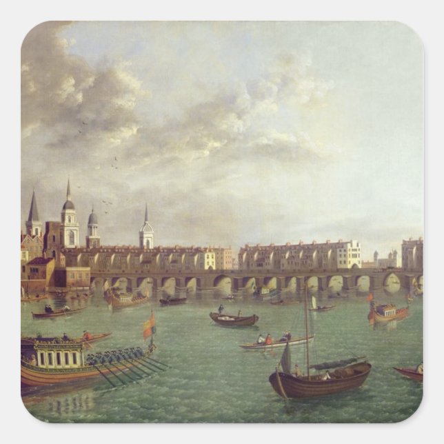 View of Old London Bridge Square Sticker (Front)
