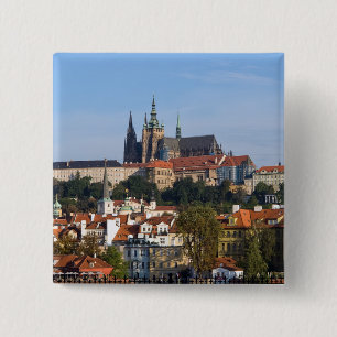 View of old town and Prague castle, Czech Republic 2 Inch Square Button