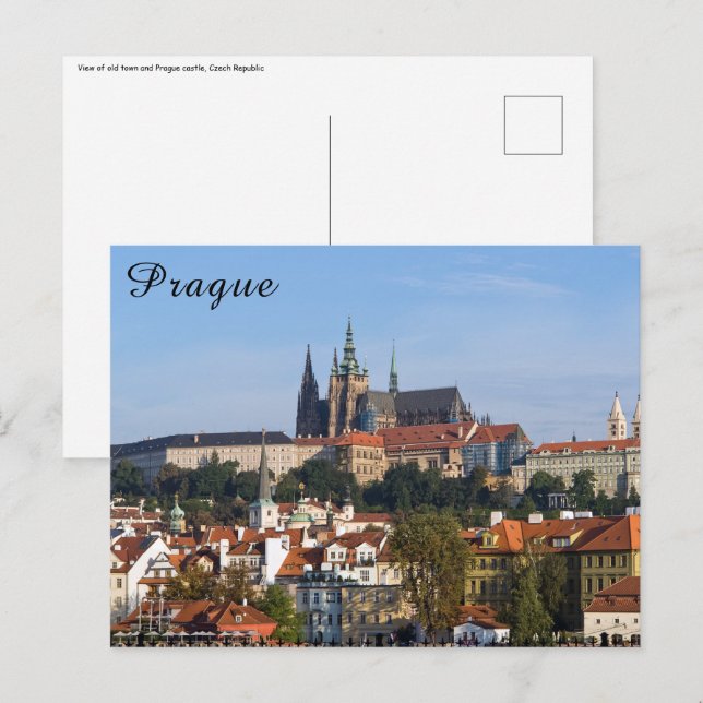 View of old town and Prague castle, Czech Republic Postcard (Front/Back)