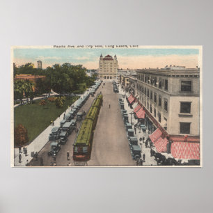 View of Pacific Avenue and City Hall Poster