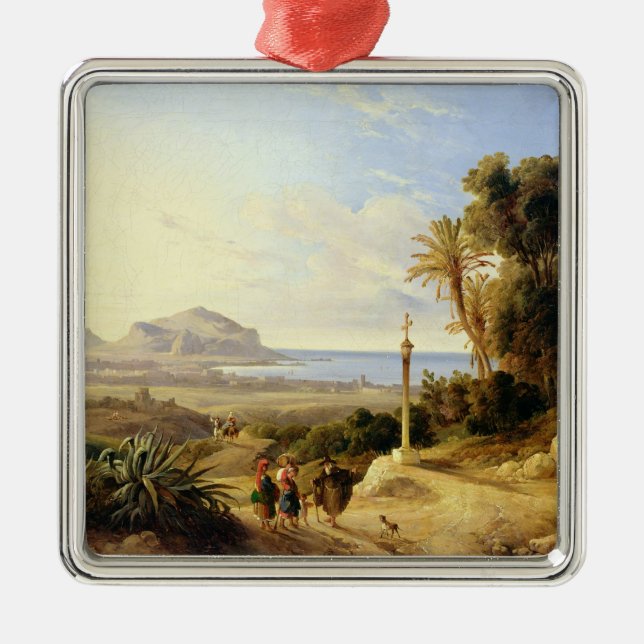 View of Palermo, 1840 Metal Ornament (Front)