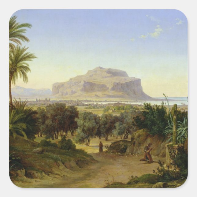 View of Palermo with Mount Pellegrino Square Sticker (Front)
