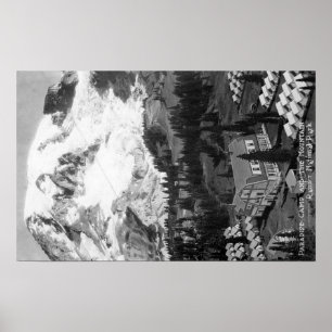 View of Paradise Camp and Mt Rainier Poster