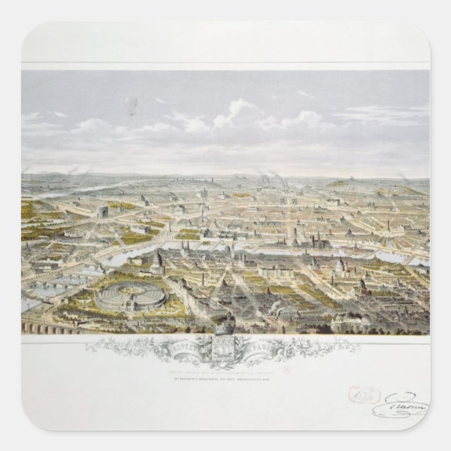 View of Paris from Bois de Boulogne Square Sticker (Front)