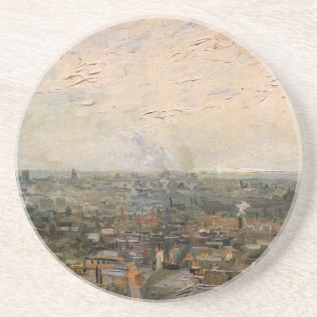 View of paris from Montmarte by Vincent van Gogh Coaster (Front)
