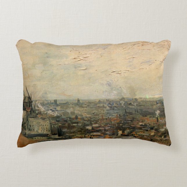 View of Paris from Montmartre by Vincent van Gogh Accent Pillow (Front)