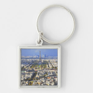 View of Paris with Eiffel Tower and La Defence Keychain