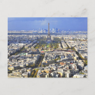 View of Paris with Eiffel Tower and La Defence Postcard